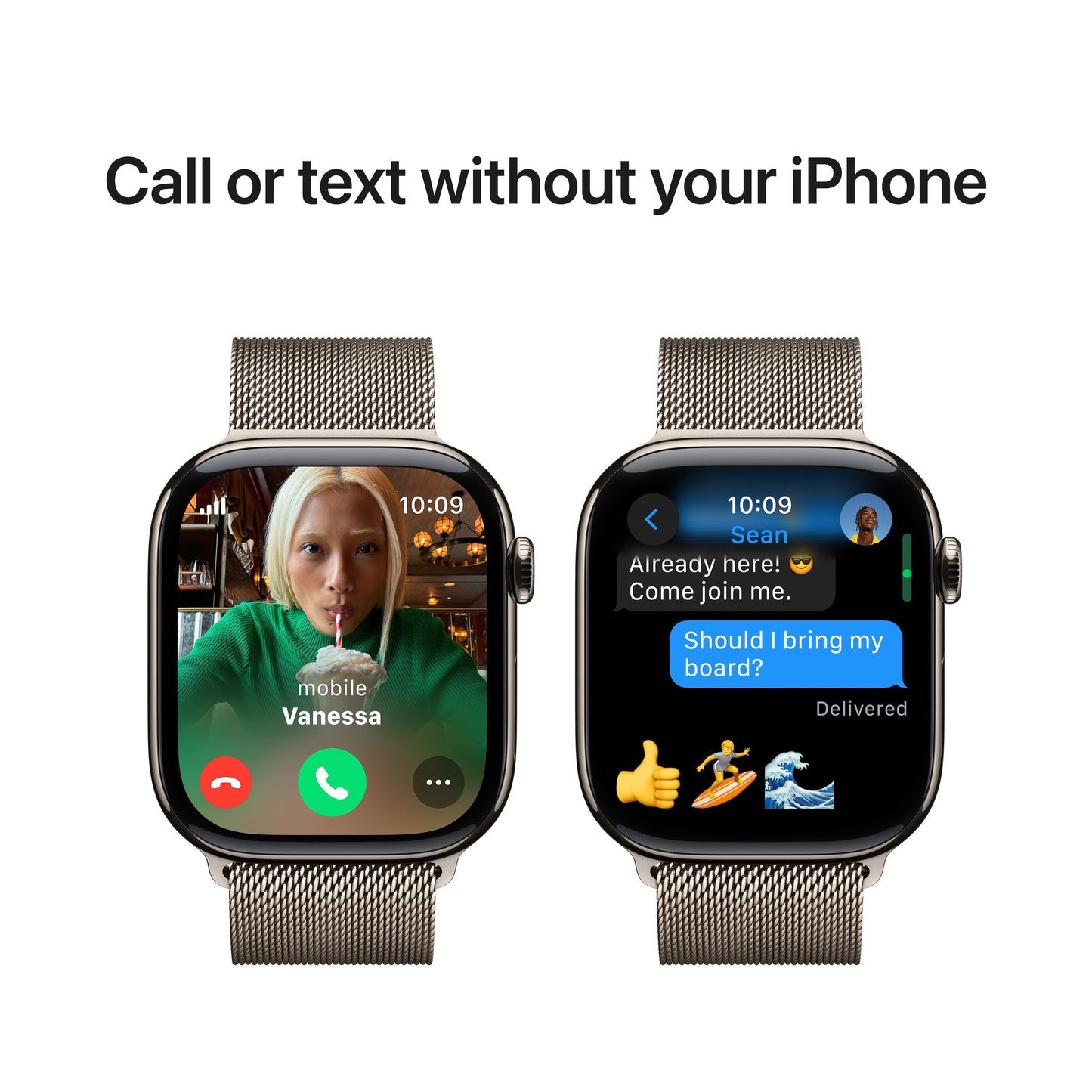 Apple Watch Series 10 GPS + Cellular 46mm Natural Titanium Case with Natural Milanese Loop - S/M