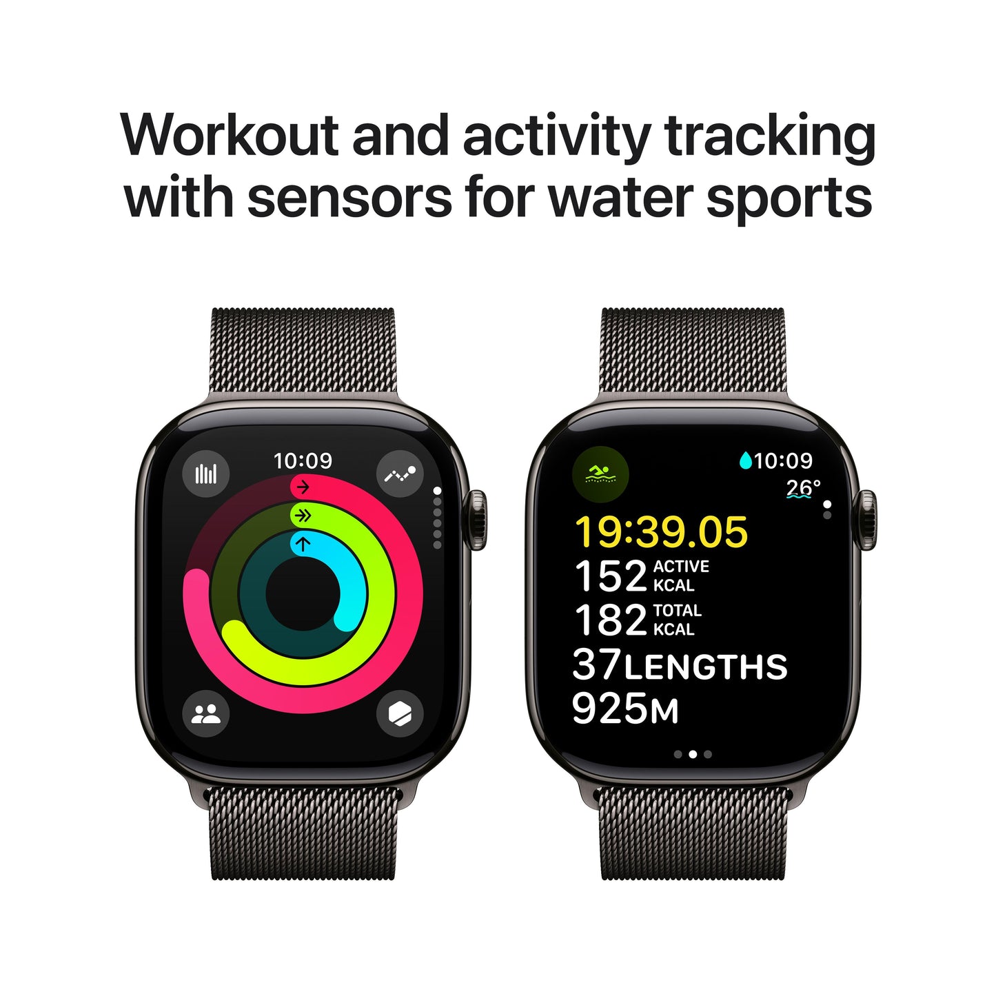 Apple Watch Series 10 GPS + Cellular 46mm Slate Titanium Case with Slate Milanese Loop - S/M