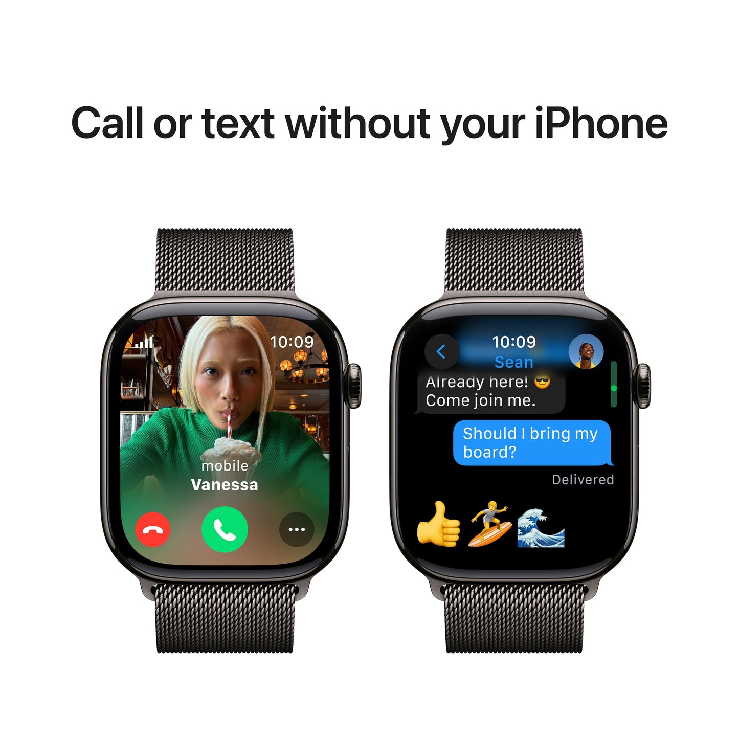 Apple Watch Series 10 GPS + Cellular 46mm Slate Titanium Case with Slate Milanese Loop - S/M