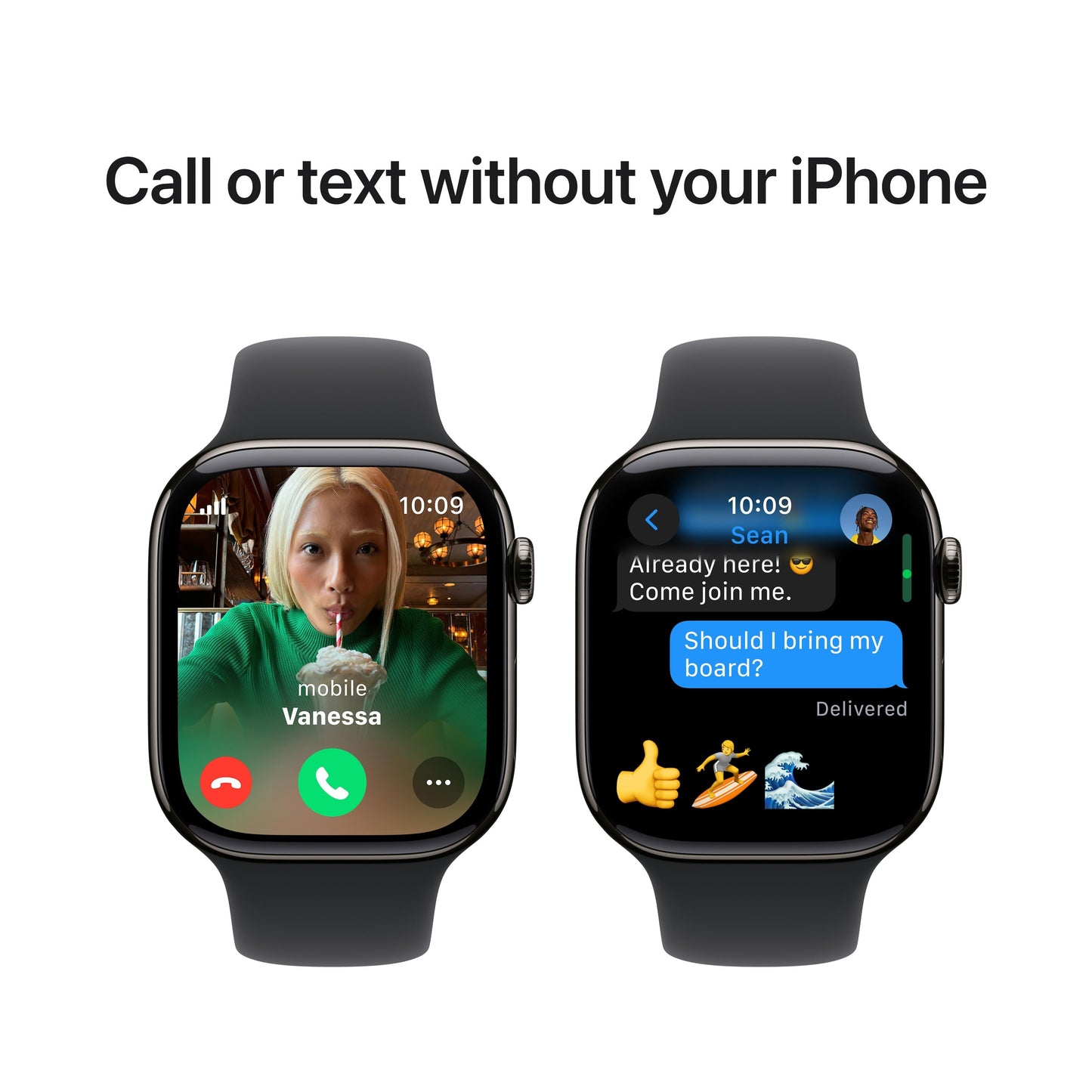 Apple Watch Series 10 GPS + Cellular 46mm Slate Titanium Case with Black Sport Band - S/M