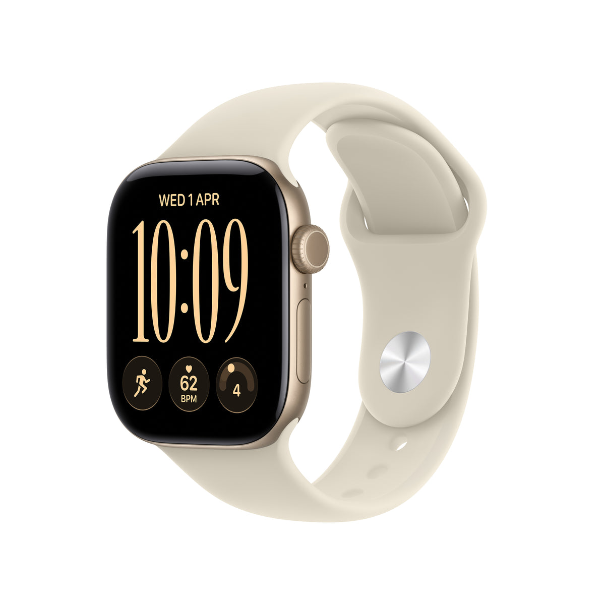 Apple Watch Series 12 GPS + Cellular 42mm Light Gold Aluminium Case with Sand Sport Band - S/M