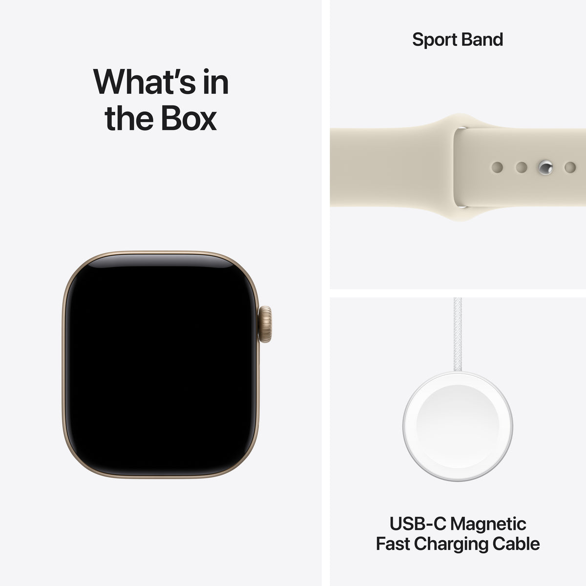 Apple Watch Series 12 GPS + Cellular 42mm Light Gold Aluminium Case with Sand Sport Band - S/M