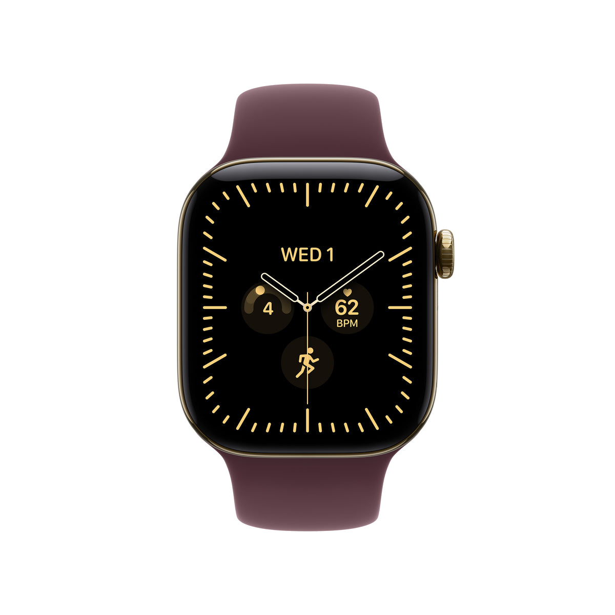 Apple Watch Series 12 GPS + Cellular 46mm Radiant Gold Titanium Case with Burgundy Sport Band - M/L