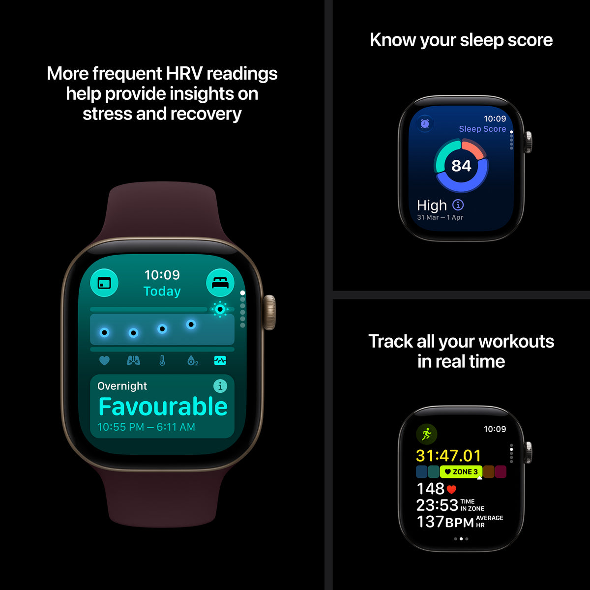 Apple Watch Series 12 GPS + Cellular 46mm Radiant Gold Titanium Case with Burgundy Sport Band - M/L