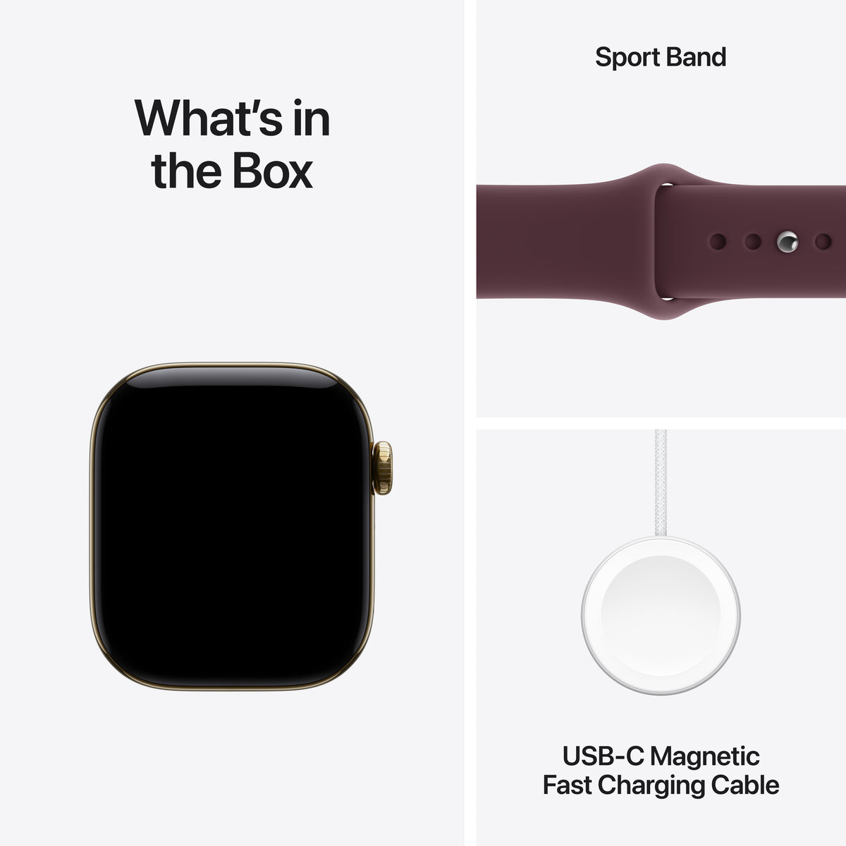 Apple Watch Series 12 GPS + Cellular 46mm Radiant Gold Titanium Case with Burgundy Sport Band - M/L