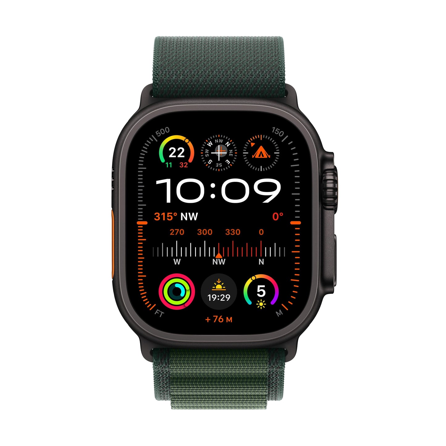 2024 Apple Watch Ultra 2 GPS + Cellular 49mm Black Titanium Case with Dark Green Alpine Loop - L
