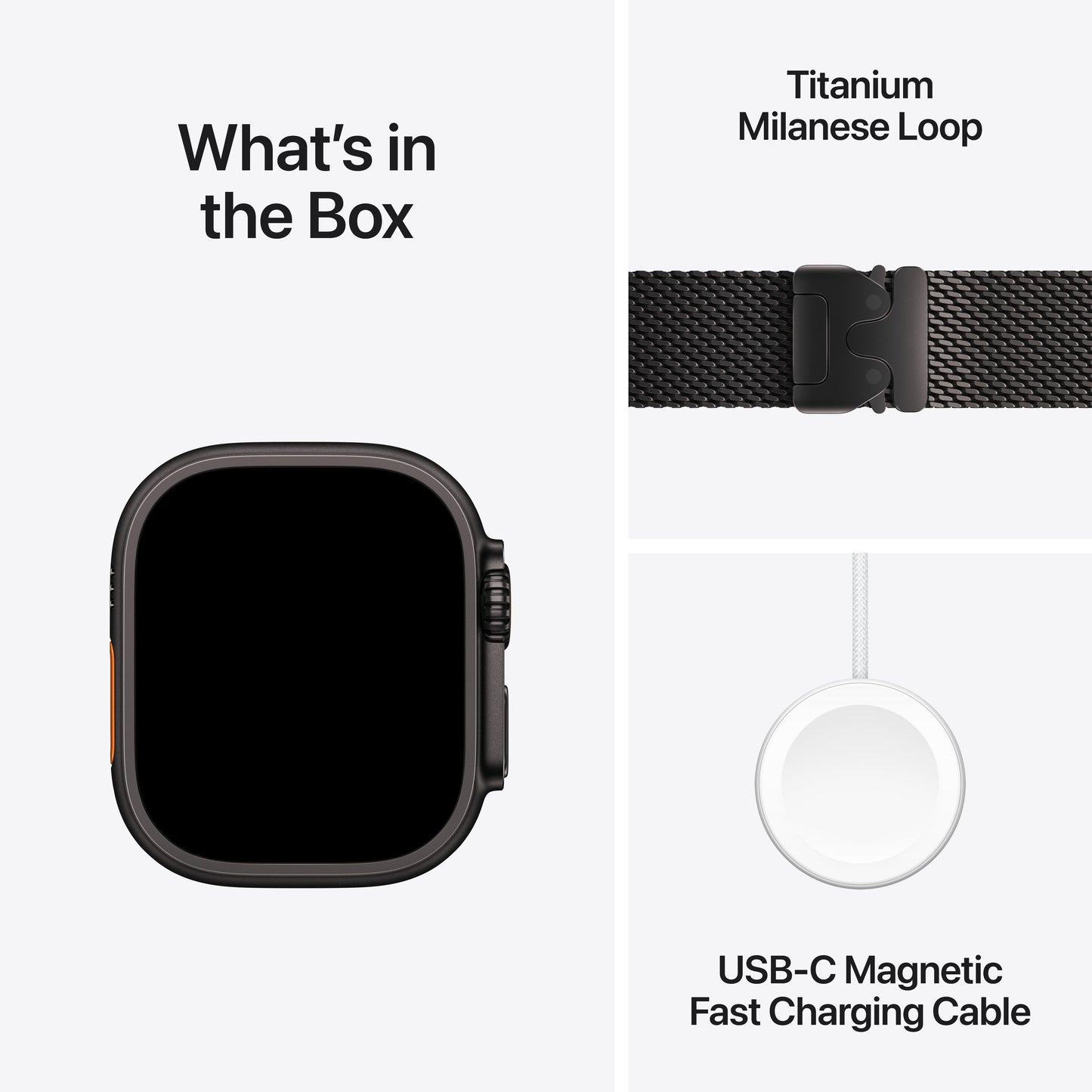 2024 Apple Watch Ultra 2 GPS + Cellular 49mm Black Titanium Case with Black Titanium Milanese Loop - Large