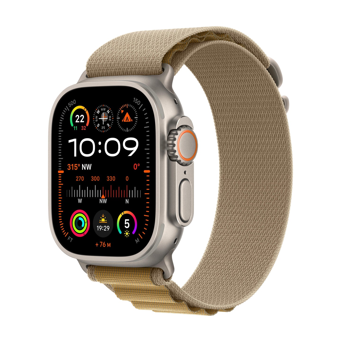 2024 Apple Watch Ultra 2 GPS + Cellular 49mm Natural Titanium Case with Tan Alpine Loop - S