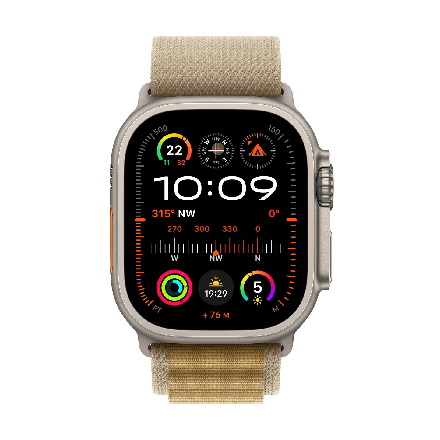 2024 Apple Watch Ultra 2 GPS + Cellular 49mm Natural Titanium Case with Tan Alpine Loop - L