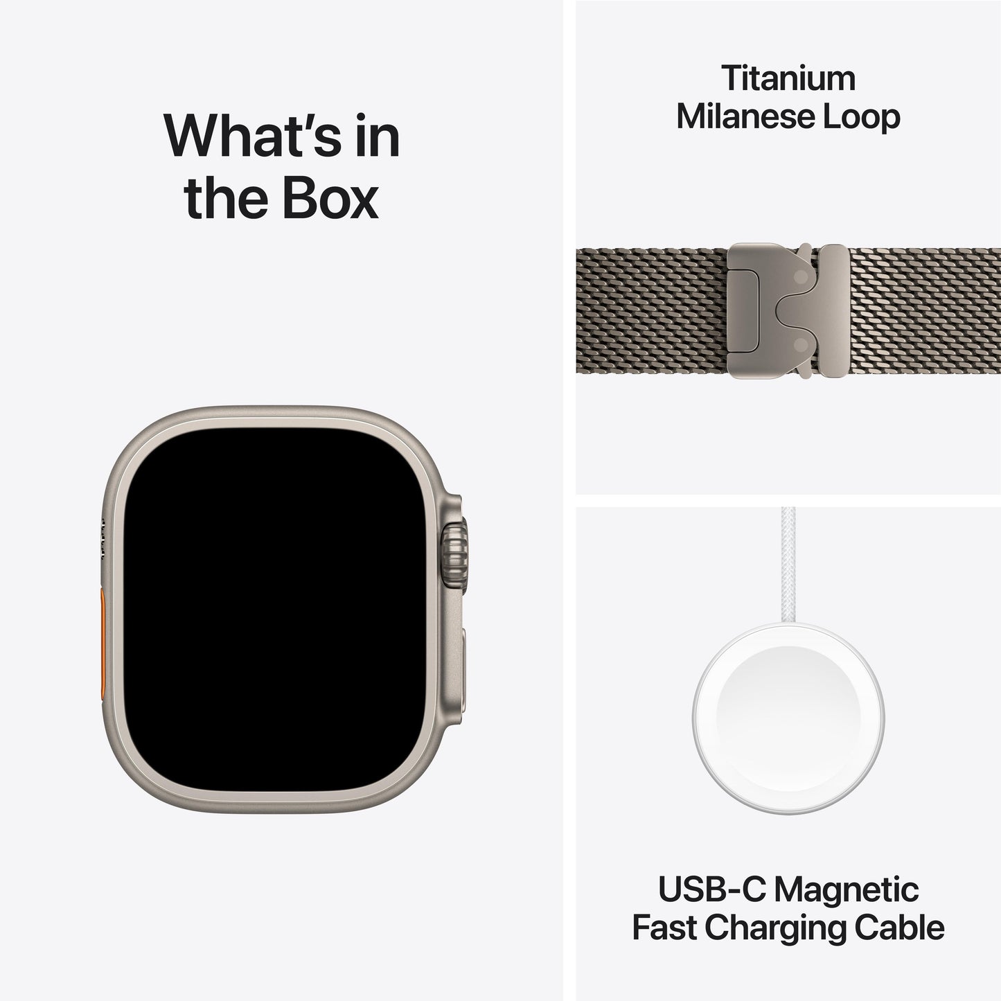 2024 Apple Watch Ultra 2 GPS + Cellular 49mm Natural Titanium Case with Natural Titanium Milanese Loop - Medium