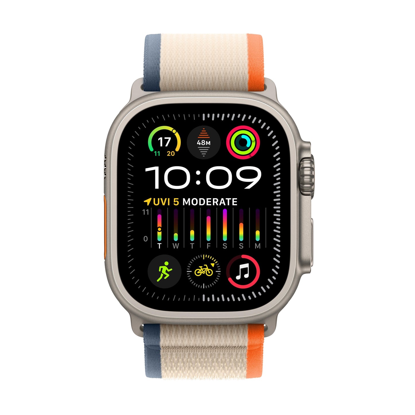Apple Watch Ultra 2 GPS + Cellular 49mm Titanium Case with Orange/Beige Trail Loop - S/M