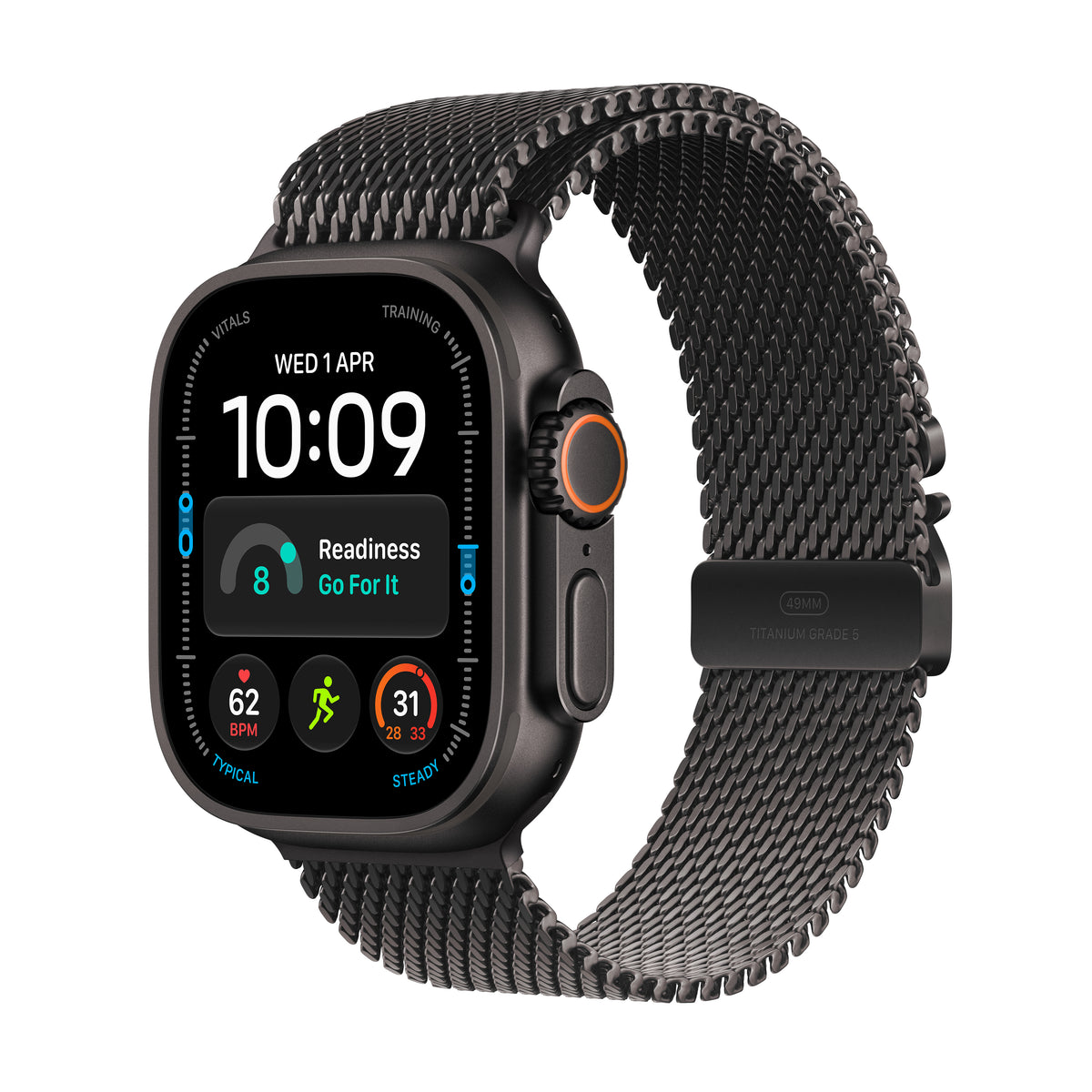 Apple Watch Ultra 4 GPS + Cellular 49mm Black Titanium Case with Black Titanium Milanese Loop - L