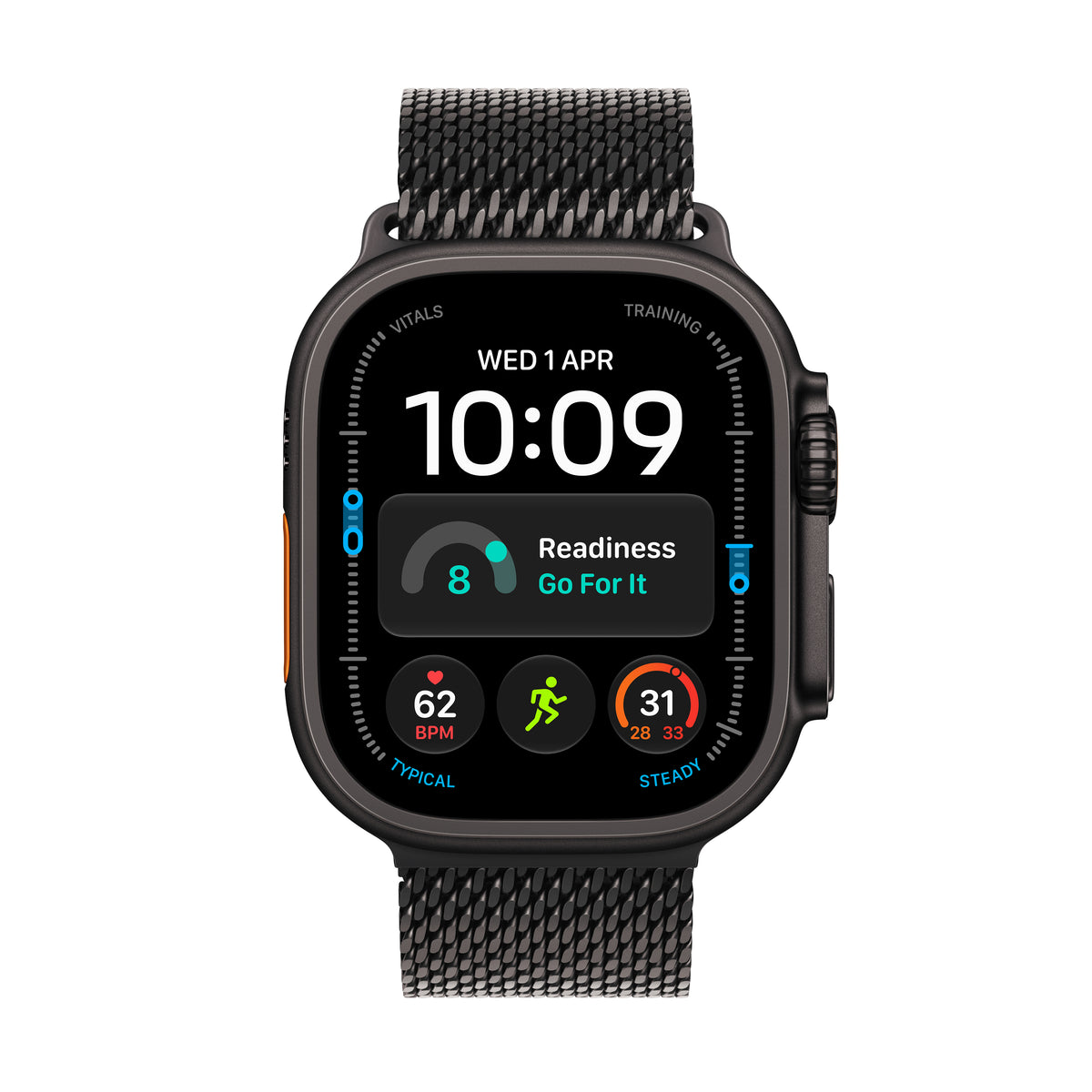 Apple Watch Ultra 4 GPS + Cellular 49mm Black Titanium Case with Black Titanium Milanese Loop - M
