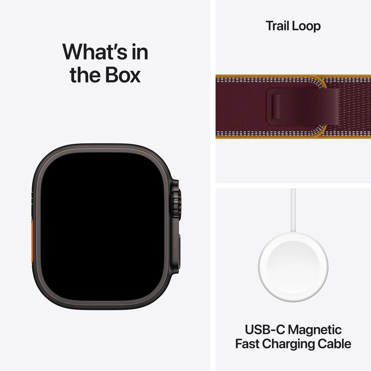 Apple Watch Ultra 4 GPS + Cellular 49mm Black Titanium Case with Burgundy Trail Loop - M/L