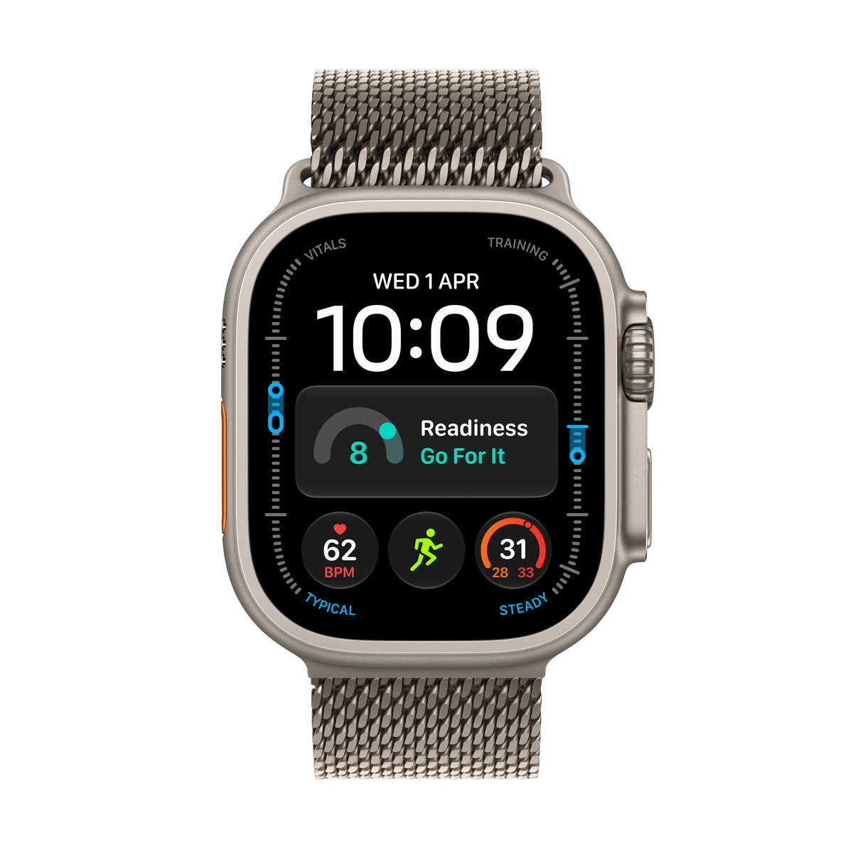 Apple Watch Ultra 4 GPS + Cellular 49mm Natural Titanium Case with Natural Titanium Milanese Loop - M