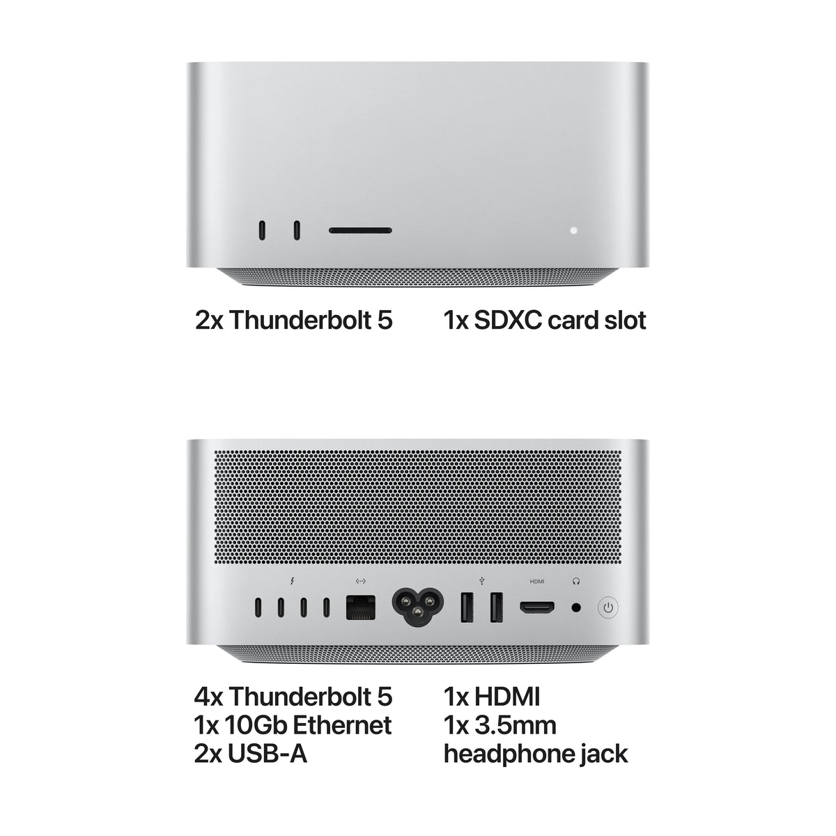 Mac Studio: Apple M5 Ultra chip with 30‑core CPU, 64‑core GPU, 96GB, 1TB