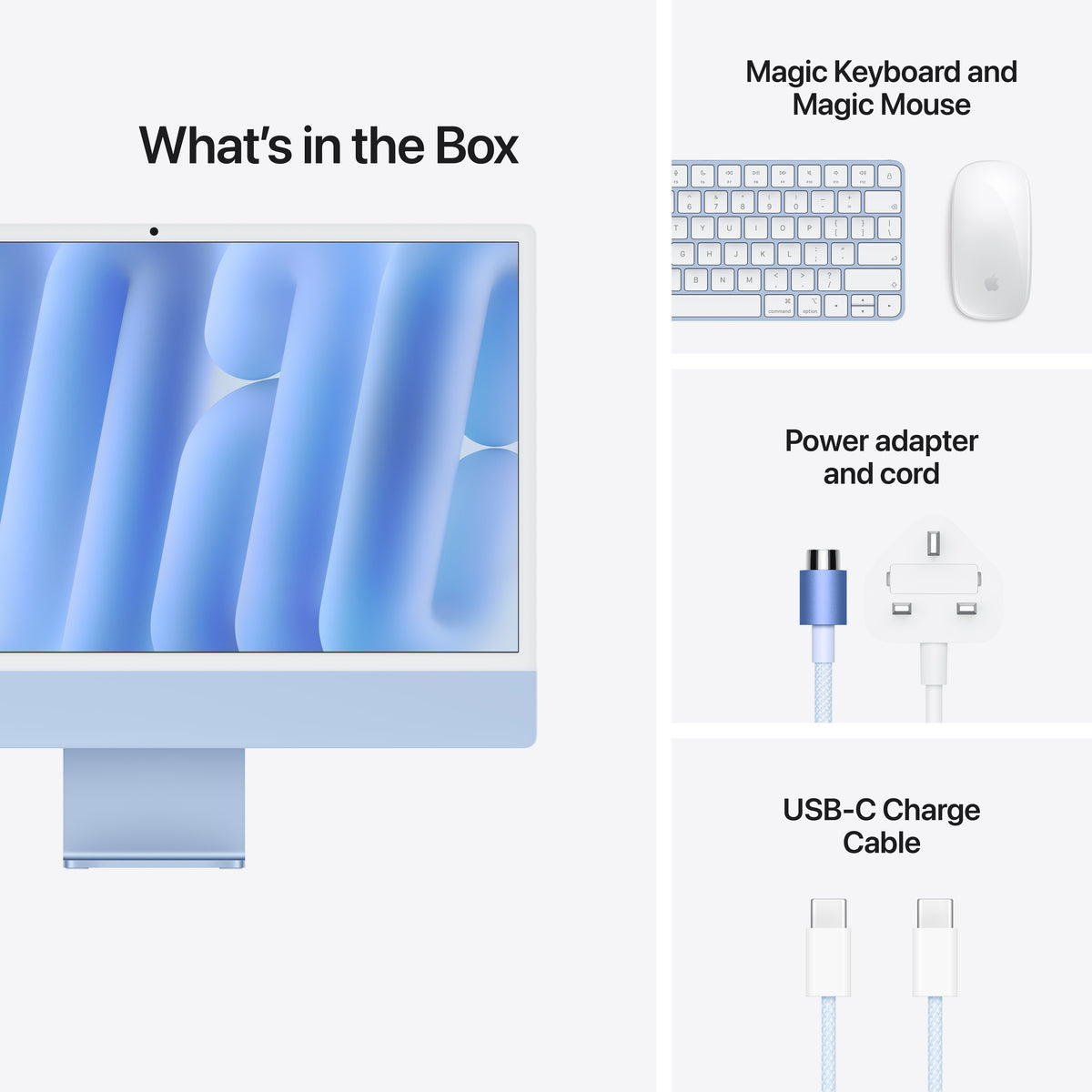 24-inch iMac with Retina 4.5K display: Apple M6 chip with 10‑core CPU and 10‑core GPU, 16GB, 256GB SSD - Blue
