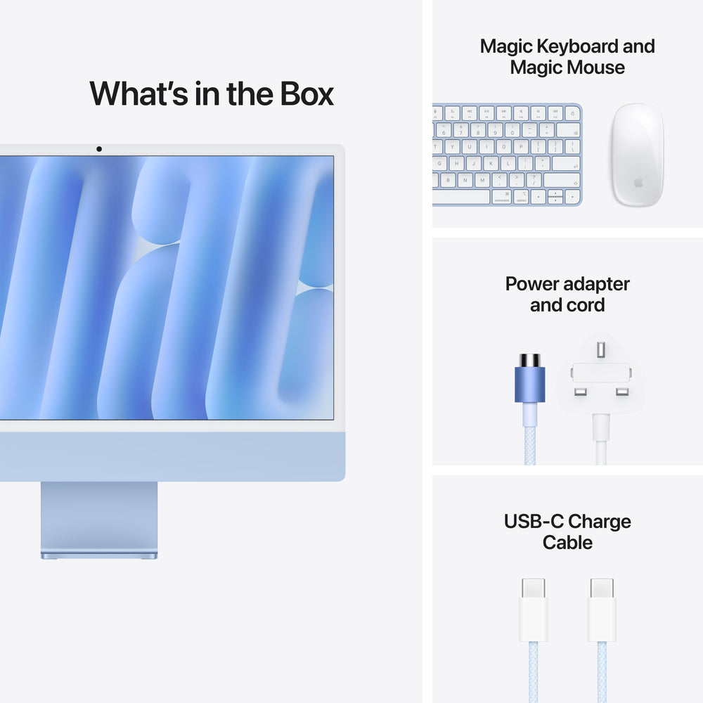 24-inch iMac with Retina 4.5K display: Apple M6 chip with 10‑core CPU and 10‑core GPU, 16GB, 256GB SSD - Blue