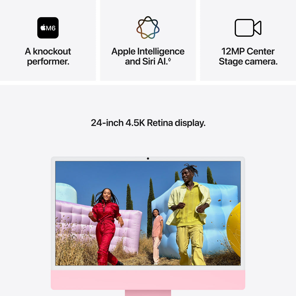 24-inch iMac with Retina 4.5K display: Apple M6 chip with 10‑core CPU and 10‑core GPU, 16GB, 256GB SSD - Pink