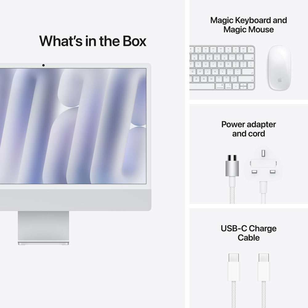 24-inch iMac with Retina 4.5K display: Apple M6 chip with 10‑core CPU and 10‑core GPU, 16GB, 256GB SSD - Silver
