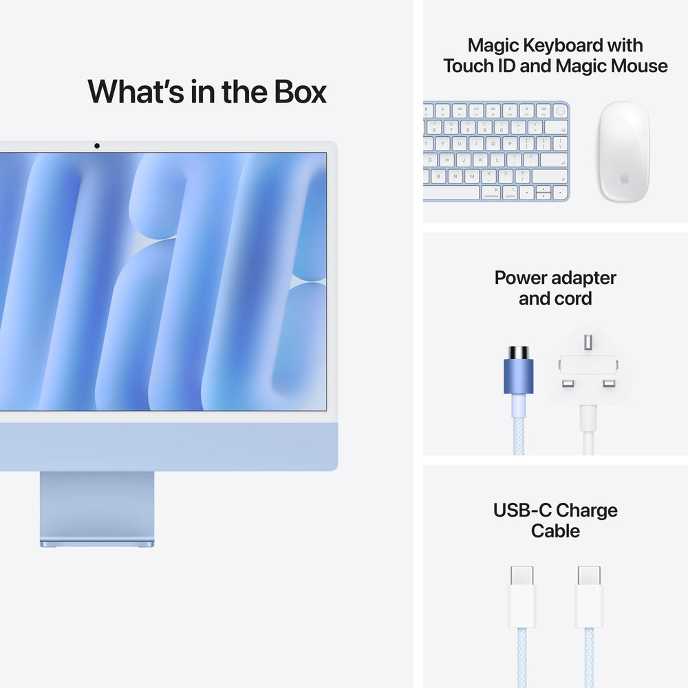 24-inch iMac with Retina 4.5K display: Apple M6 chip with 12‑core CPU and 12‑core GPU, 24GB, 512GB SSD - Blue