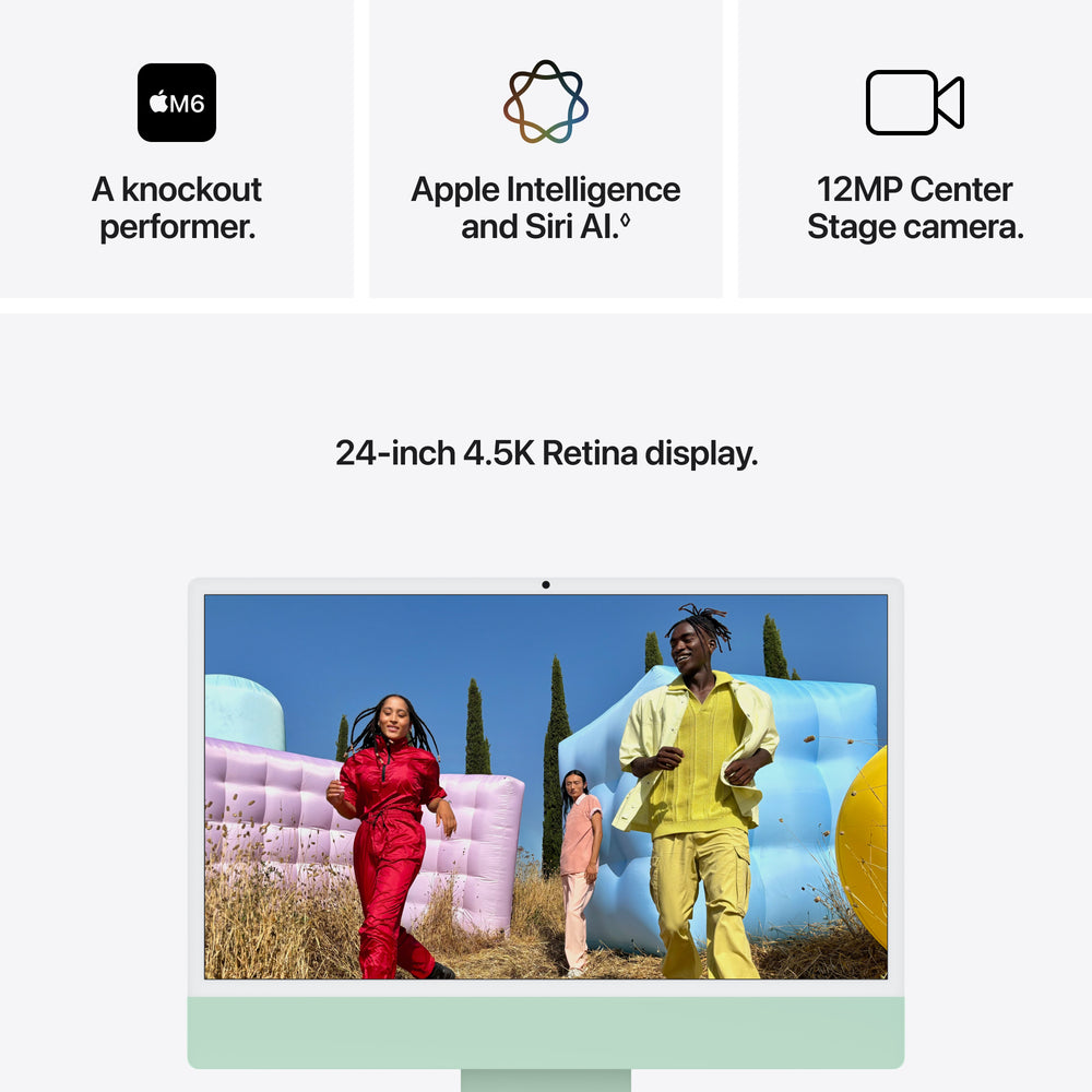 24-inch iMac with Retina 4.5K display: Apple M6 chip with 12‑core CPU and 12‑core GPU, 16GB, 256GB SSD - Green