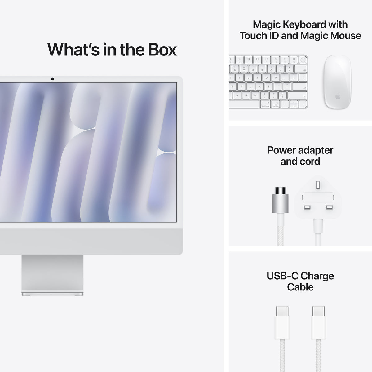 24-inch iMac with Retina 4.5K display: Apple M6 chip with 12‑core CPU and 12‑core GPU, 16GB, 256GB SSD - Silver