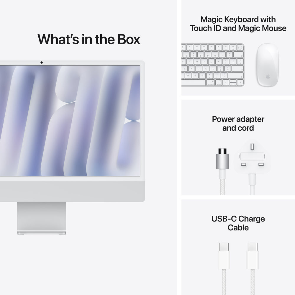 24-inch iMac with Retina 4.5K display: Apple M6 chip with 12‑core CPU and 12‑core GPU, 16GB, 256GB SSD - Silver