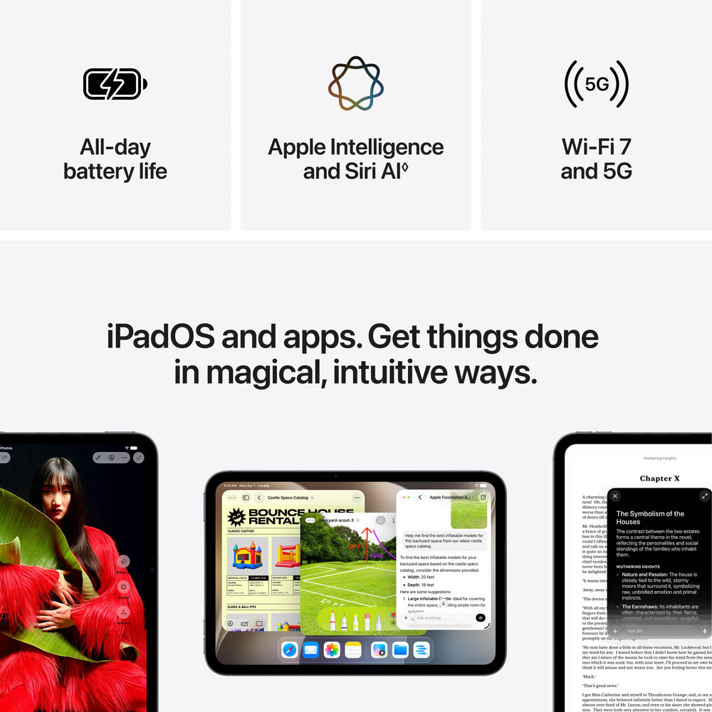 iPad mini Wi-Fi + Cellular 128GB with standard glass - Midnight (A20 Pro)